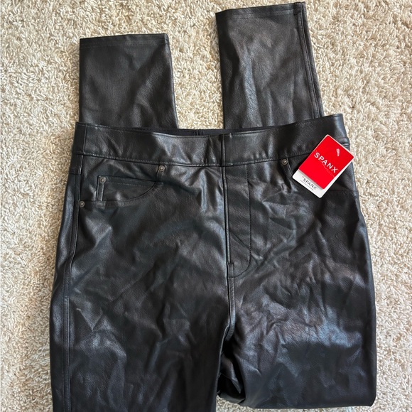 SPANX Women's Sleek Black Leather Pants - Picture 1 of 3